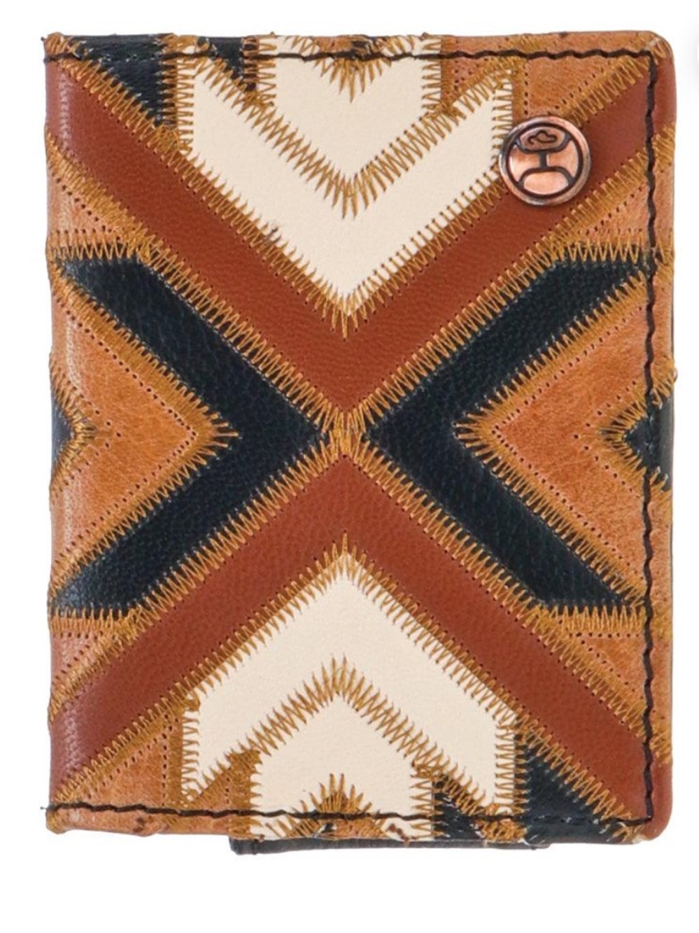 Hooey Tan, Black & Cream Aztec Leather Card Holder